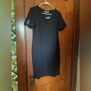 Karen Scott Sport Black Short Sleeve Dress 100% Cotton Womens Medium